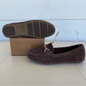 Isaac Mizrahi Live! Slip On Moccasins Shoes Brown Gold Women’s Size 6.5